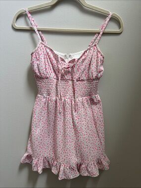 Girls Katie J NYC Pink Floral Smocked Romper Size 12